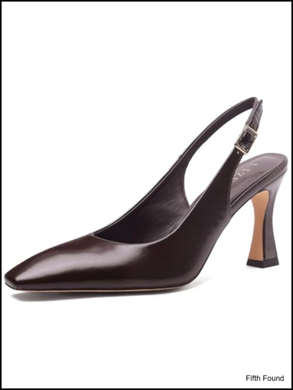 Square Toe Slingback Kitten Heels Faux Leather Dress Pumps